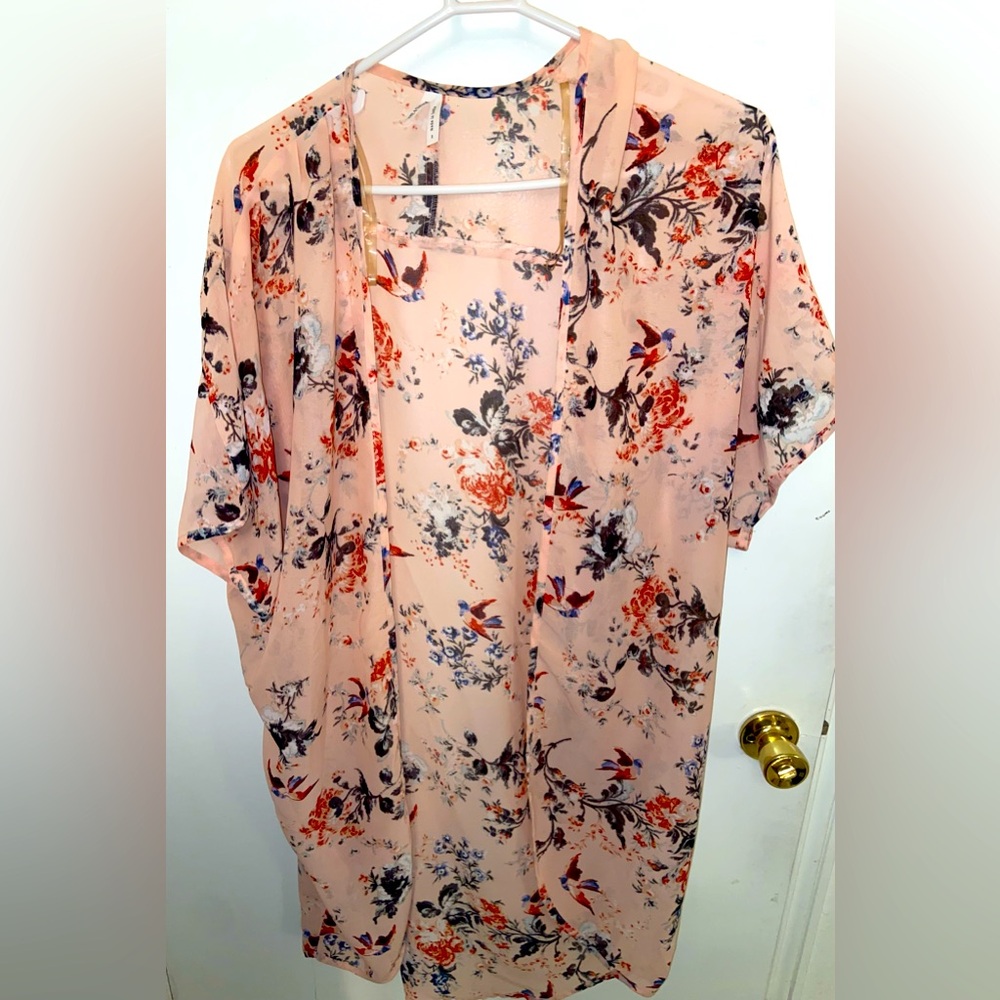Live 4 Truth- Floral Chiffon Kimono Beach Cover-Up - Large